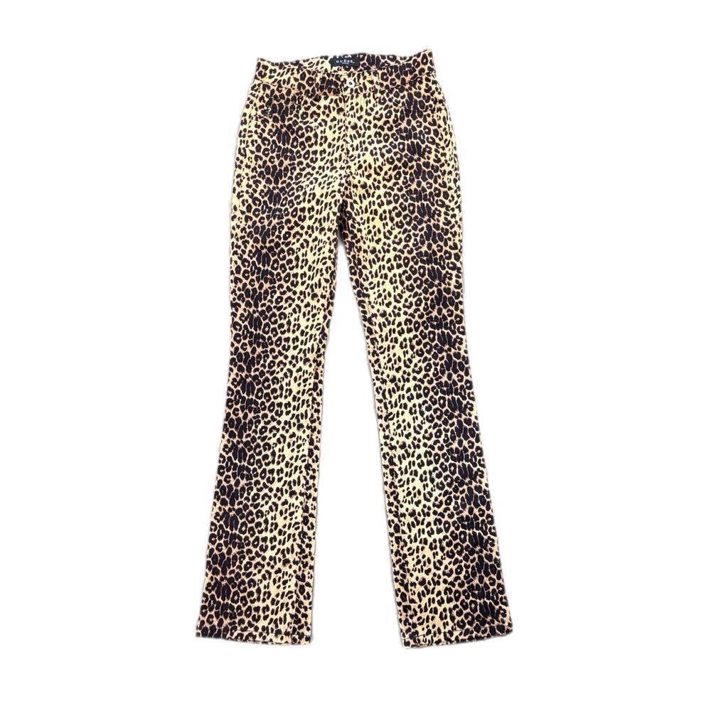Guess NEW Leopard Print Flared Rocker Edgy Statement Concert Y2K Casual Pants